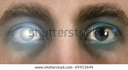 High-tech technology background with man\'s eye scan