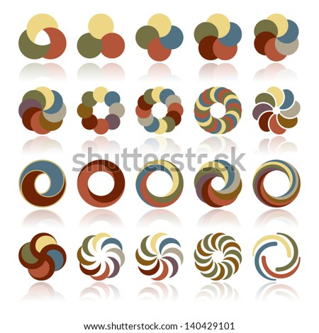 Abstract Circular Design Elements, Vector illustration.  Useful patterns for logo design, decoration, ornaments and more.