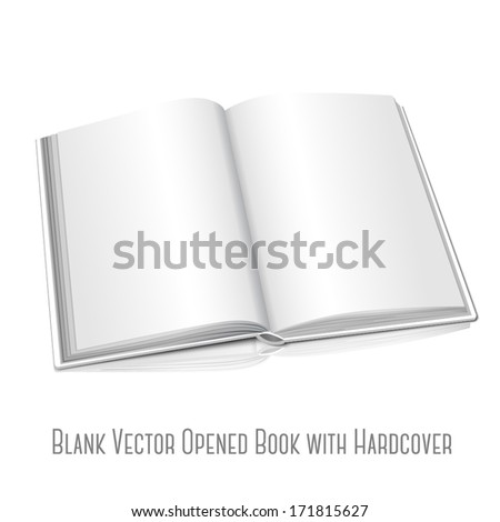 Blank white vector opened realistic book on white background with reflection, or photo album for your messages, design concepts, photos etc.