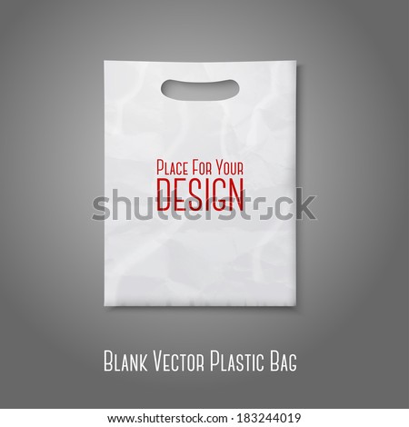 Blank white plastic bag with place for your design and branding. Vector