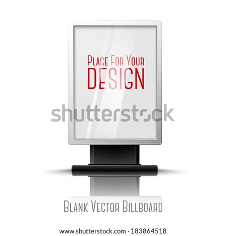 Blank white realistic vertical billboard with place for your design and branding under the glass. Foto stock © 