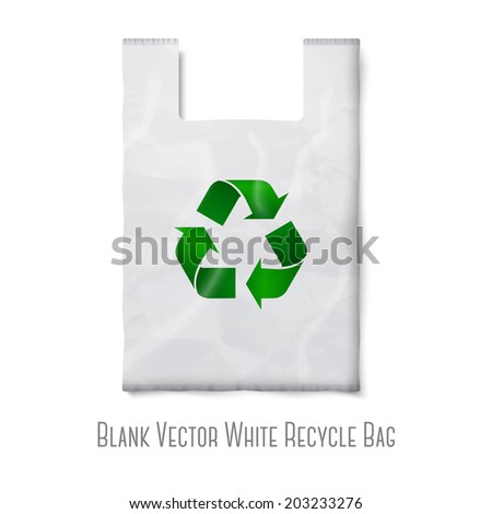 Blank White Plastic Bag With Green Recycling Sign, Isolated On White ...