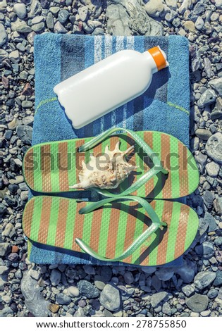 Summer concept with swimming accessories.