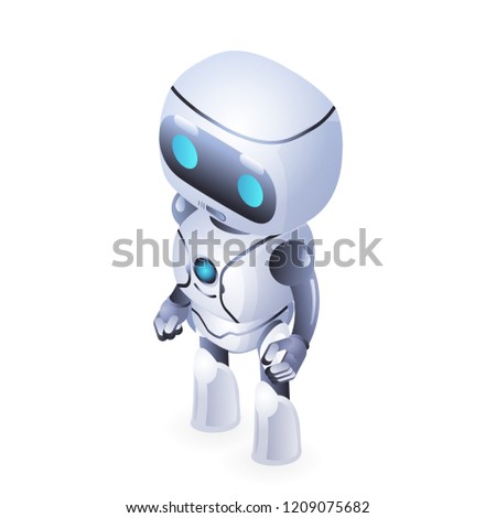 future isometric cute robot technology innovation science fiction design vector illustration