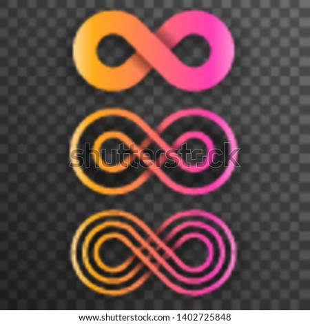 Infinity shape unlimited symbol endless infinite eight set transparent vector background illustration