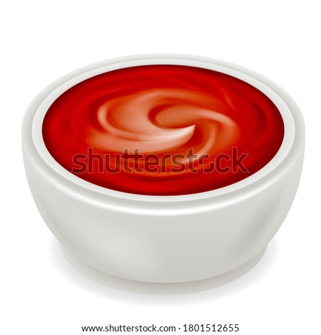 Ketchup tomato sauce cream curl realistic splash 3d isolated design vector illustration
