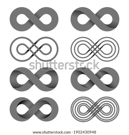 Infinity shape unlimited symbol set endless vector illustration