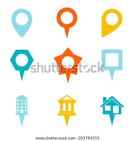 Landmark and Showplace Symbol Map Pointer Mark Icons Vector Template Illustration