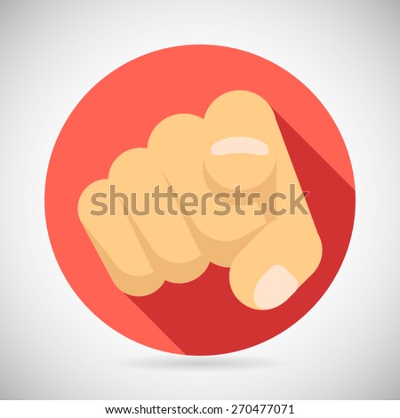 Pointing Finger Potential Client Politician Businesman Elected Icon Concept Flat Design Vector Illustration