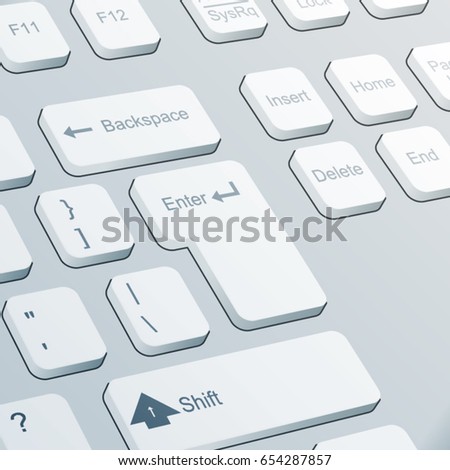 Enter button realistic keyboard design background vector illustration