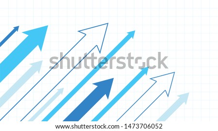 Stock market arrows pointing upwards. Vector illustration of business success. Arrows directed diagonally up.