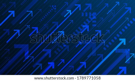 Abstract financial graph with uptrend arrows. Stock market diagram. Various size of arrows moving uptrend. Vector illustration.