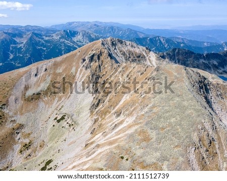 Amazing Aerial view of Rila mountain near Musala peak, Bulgaria