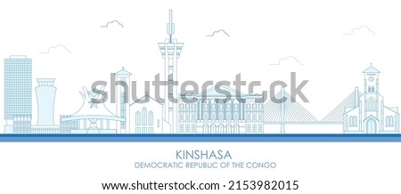 Outline Skyline panorama of Kinshasa, Democratic Republic of the Congo - vector illustration