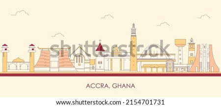 Cartoon Skyline panorama of city of Accra, Ghana - vector illustration
