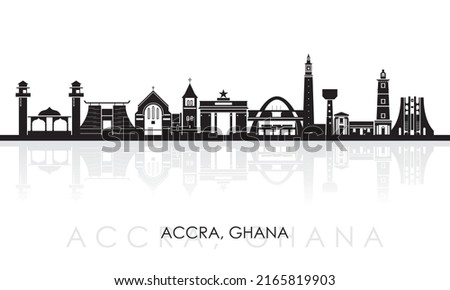 Silhouette Skyline panorama of city of Accra, Ghana - vector illustration