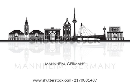 Silhouette Skyline panorama of city of Mannheim, Germany - vector illustration