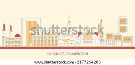Cartoon Skyline panorama of city of Yaoundе, Cameroon - vector illustration