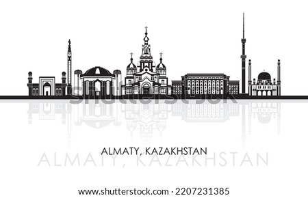 Silhouette Skyline panorama of city of Almaty, Kazakhstan - vector illustration