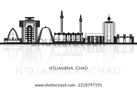 Silhouette Skyline panorama of city of N'djamena, Chad - vector illustration