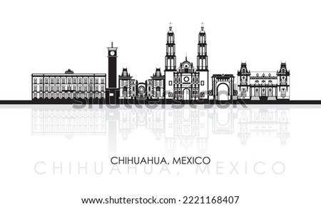 Silhouette Skyline panorama of city of Chihuahua, Mexico - vector illustration