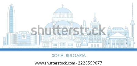 Outline Skyline panorama of city of Sofia, Bulgaria - vector illustration