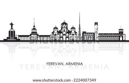 Silhouette Skyline panorama of city of Yerevan, Armenia - vector illustration