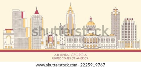 Cartoon Skyline panorama of Atlanta, Georgia, United States - vector illustration