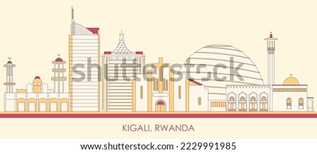 Cartoon Skyline panorama of city of Kigali, Rwanda - vector illustration