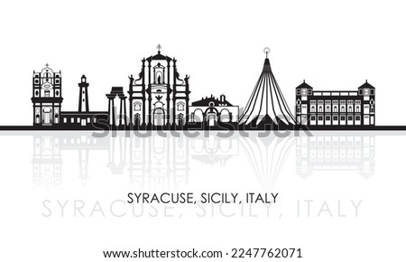 Silhouette Skyline panorama of Syracuse, Sicily, Italy - vector illustration