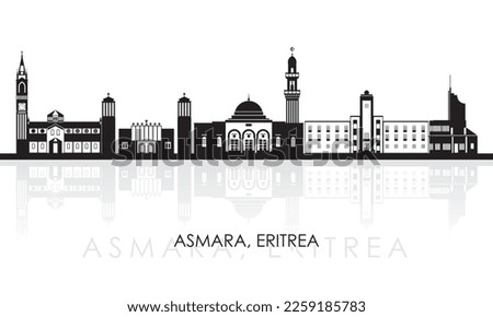 Silhouette Skyline panorama of city of Asmara, Eritrea - vector illustration