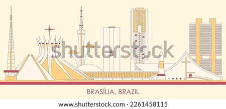 Cartoon Skyline panorama of city of Brasilia, Brazil - vector illustration