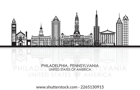 Silhouette Skyline panorama of Philadelphia, Pennsylvania, United States - vector illustration