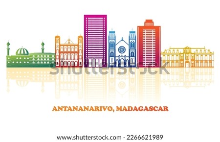 Colourfull Skyline panorama of city of Antananarivo, Madagascar - vector illustration