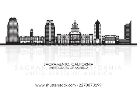 Silhouette Skyline panorama of Sacramento, California, United States - vector illustration