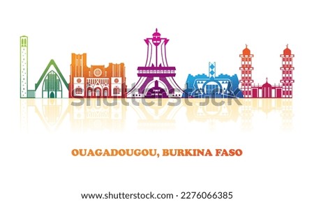 Colourfull Skyline panorama of city of Ouagadougou, Burkina Faso - vector illustration