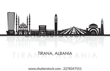 Silhouette Skyline panorama of city of Tirana, Albania - vector illustration