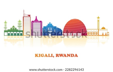 Colourfull Skyline panorama of city of Kigali, Rwanda - vector illustration