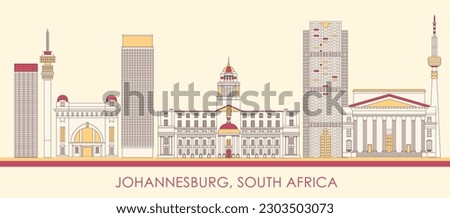 Cartoon Skyline panorama of city of Johannesburg, South Africa - vector illustration