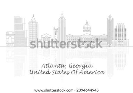 Outline Skyline panorama of Atlanta, Georgia, United States - vector illustration