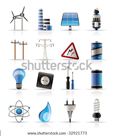 Electricity,  power and energy icons - vector icon set