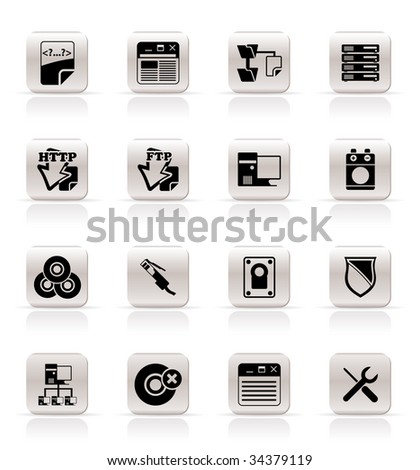 Simple Server Side Computer icons - Vector Icon Set