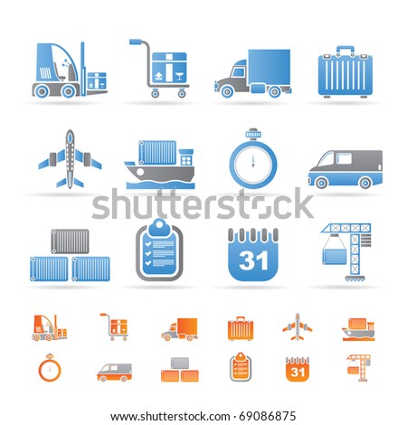 logistics, shipping and transportation icons - vector icon set