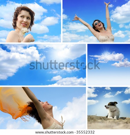Collection of photo with blue sky