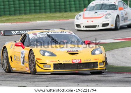 MISANO ADRIATICO, Rimini, ITALY - May 10:  A Corvette Z06 GT3 of RC MOTORSPORT team, driven By BENEDETTI Roberto (ITA) and D'AMICO Kevin (ITA),  the C.I. Gran Turismo car racing on May 10, 2014