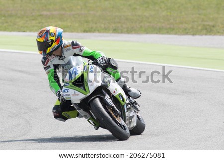 MISANO ADRIATICO, ITALY - JUNE 21: Kawasaki ZX-6R of Team GO Eleven, driven by ROLFO Roberto in action during the Supersport Free Practice 3th Session during the FIM SUPERSPORT World Championship