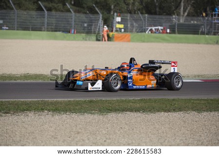Imola, Italy - October 11, 2014: Dallara F312 - Mercedes of kfzteile24 Motorsport  Team, driven by Auer Lucas (Aut) in action during the Fia Formula 3 European Championship