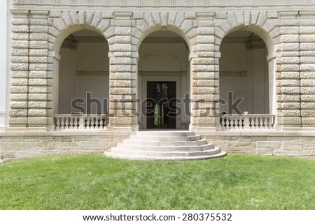 Lonigo, Italy - May 2, 2015: The Villa Pisani Bonetti is a patrician villa designed by Andrea Palladio, located in Bagnolo, a hamlet in the comune of Lonigo in the Veneto region of Italy.