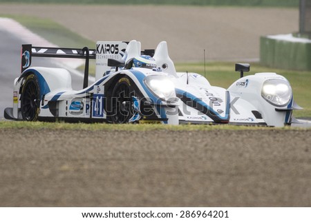 Imola, Italy - May 16, 2015: Gibson 015S - Nissan of Greaves Motorsport Team, driven by Johnny Mowlem  in action during the European Le Mans Series - 4 Hours of Imola