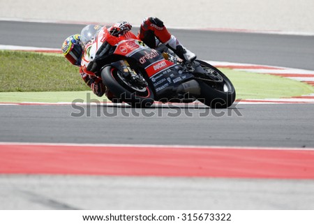 Misano Adriatico, Italy - June 20: Ducati Panigale R of Aruba.it Racing-Ducati SBK Team, driven by DAVIES Chaz in action during the Superbike Free Practice 3th Session during the FIM Superbike World